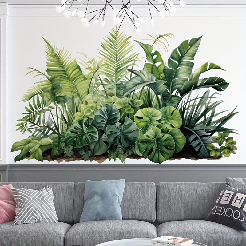 

2pcs Large Green Plant Decals, Self-adhesive Pvc Stickers For Bedroom & Living Room Decor, Wall Paintings