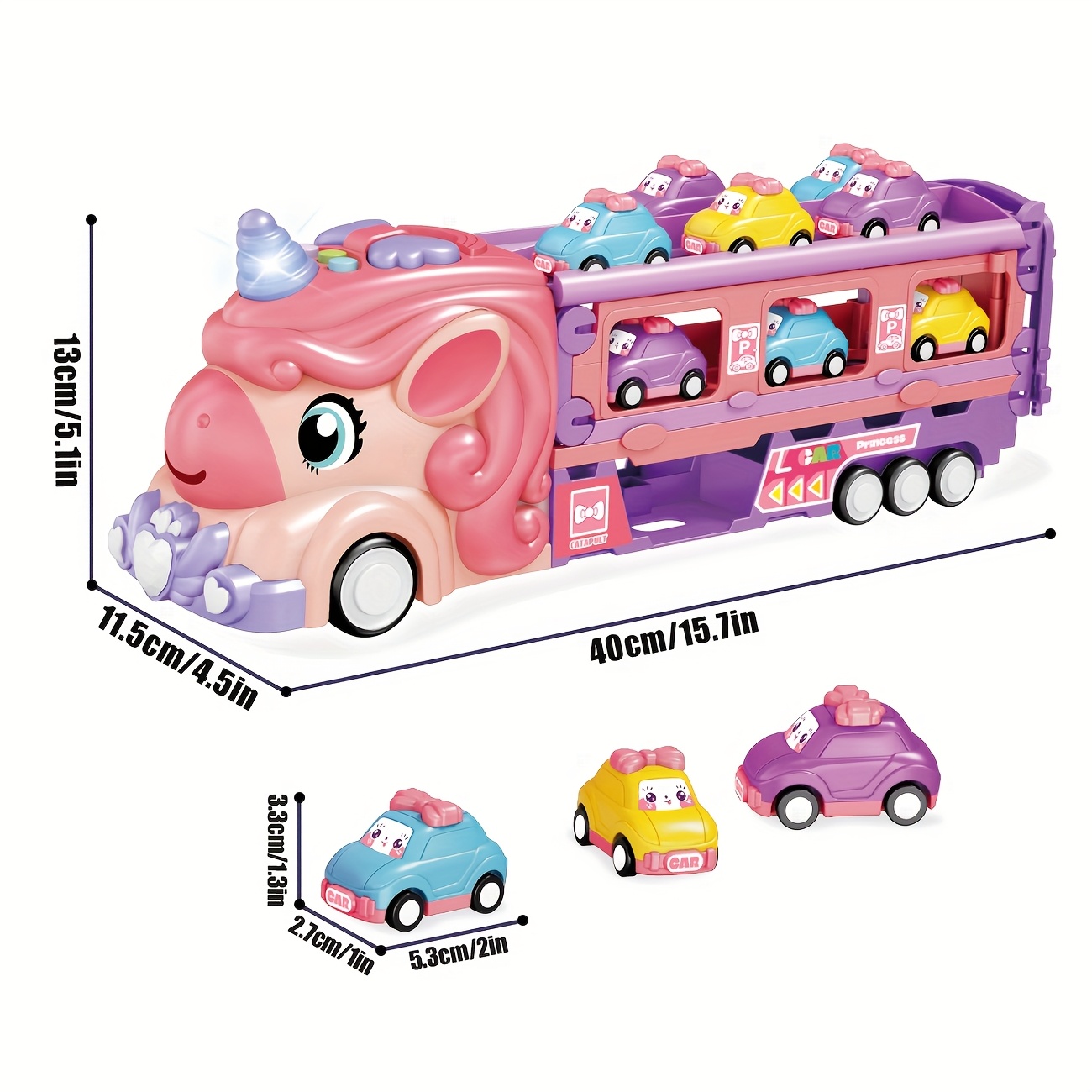     transport truck toy with extended track mode foldable storage lights music effects   6     birthday parties holiday gifts toy cars