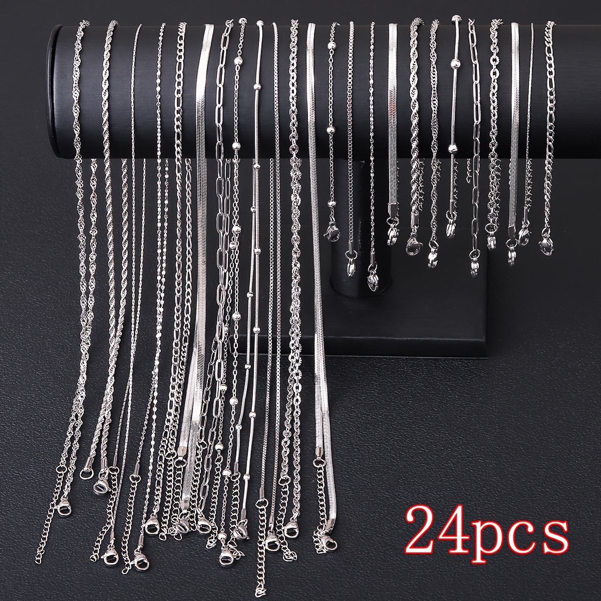 E-shop 24-teiliges modisches Damen-Edelstahl-Halsketten-Armbandset, ideal für Dates, Urlaub, Strandpartys den