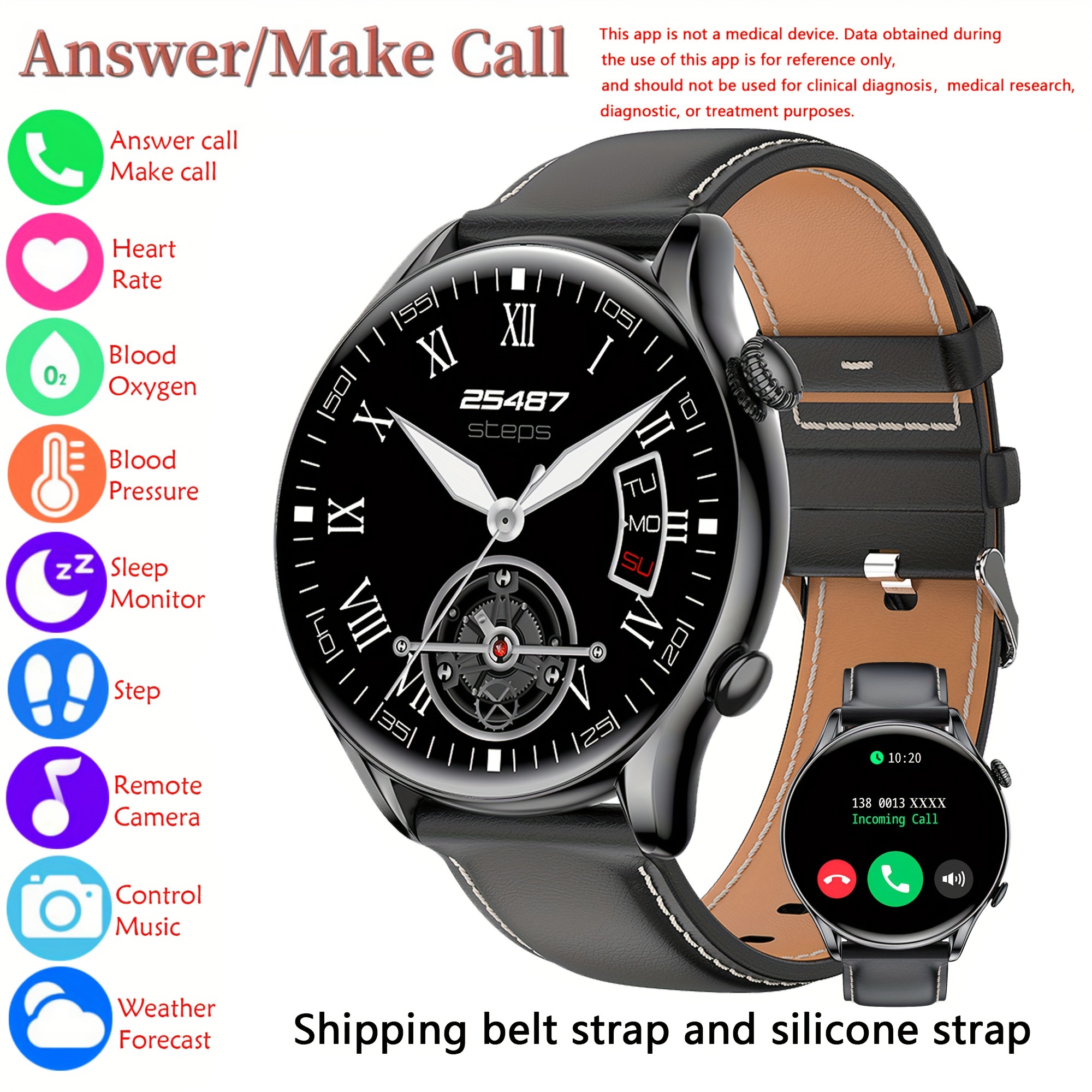 Reloj inteligente (recepción de llamadas/dial), reloj inteligente de  pantalla táctil completa para teléfonos Android e iOS, rastreador de  fitness