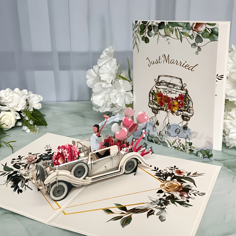 E-shop Hochzeitsauto-Grußkarte mit Liebesmotiv und Umschlag - Mit einem exquisiten Design Hochzeitsautos, hergestellt aus hochwertigem Papier,