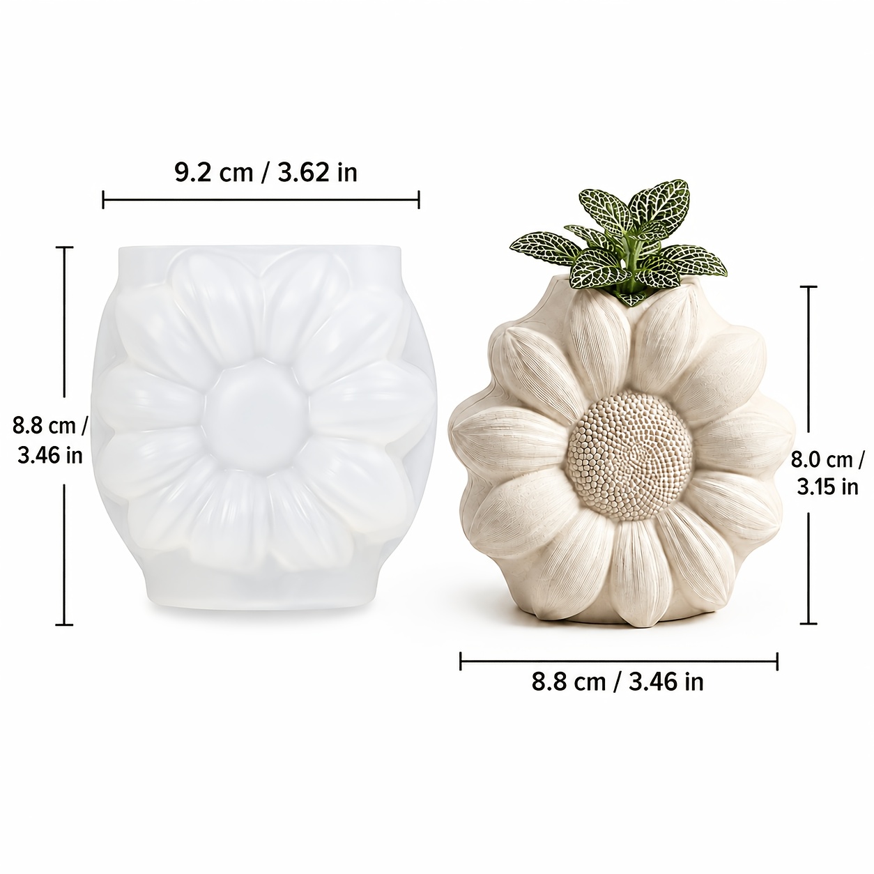 TEMU Fdudf Reusable Daisy Flower Silicone Mold - Suitable For Diy Clay Resin Succulent, Concrete Pot Mould For Candle Holders, Gypsum Crafts, Floral