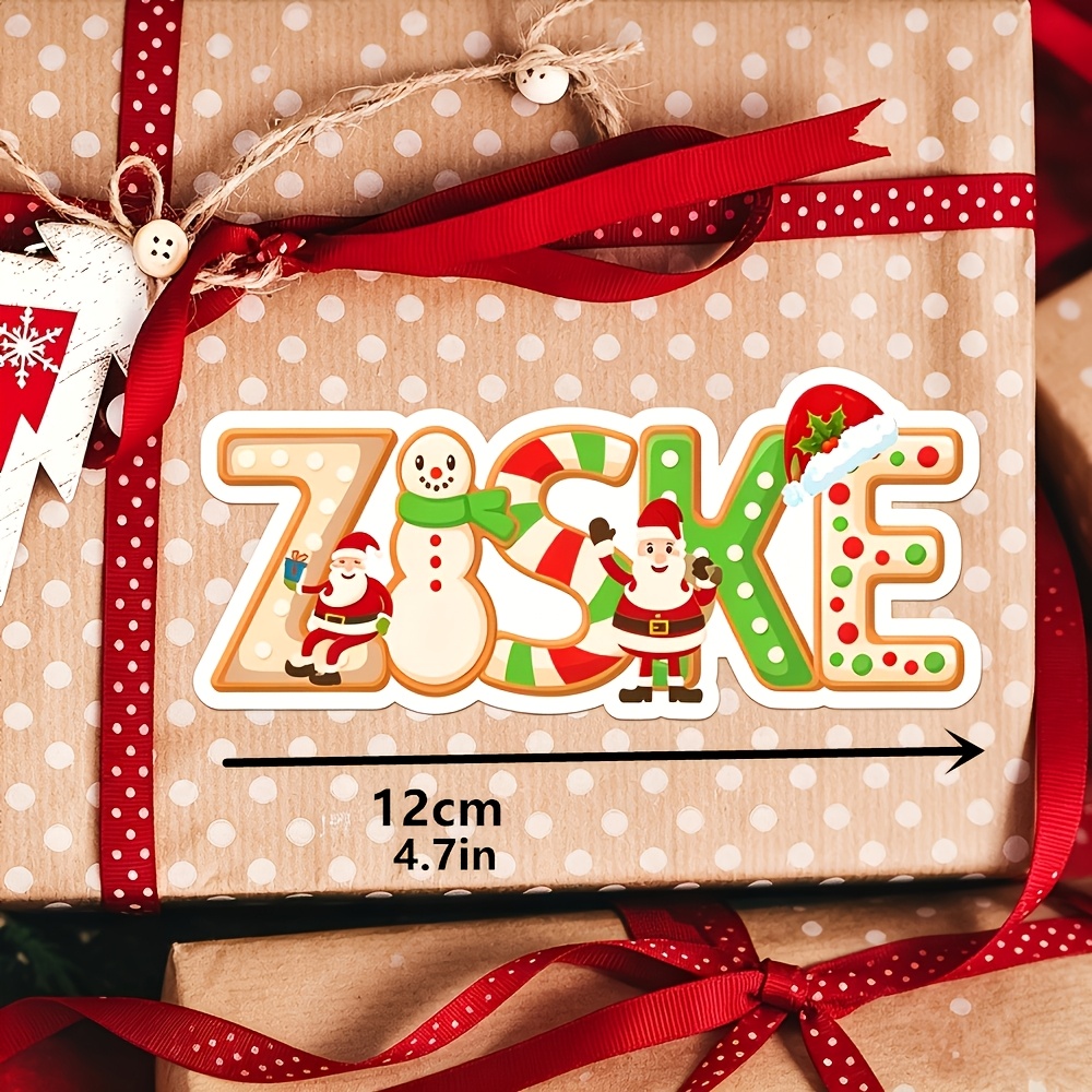 TEMU 10/5/3 Stück personalisierte Weihnachtsaufkleber mit Namen, Lebkuchenformen und Cartoon-Bilder von Weihnachtsmann, Schneemann, Rentier und Elch,