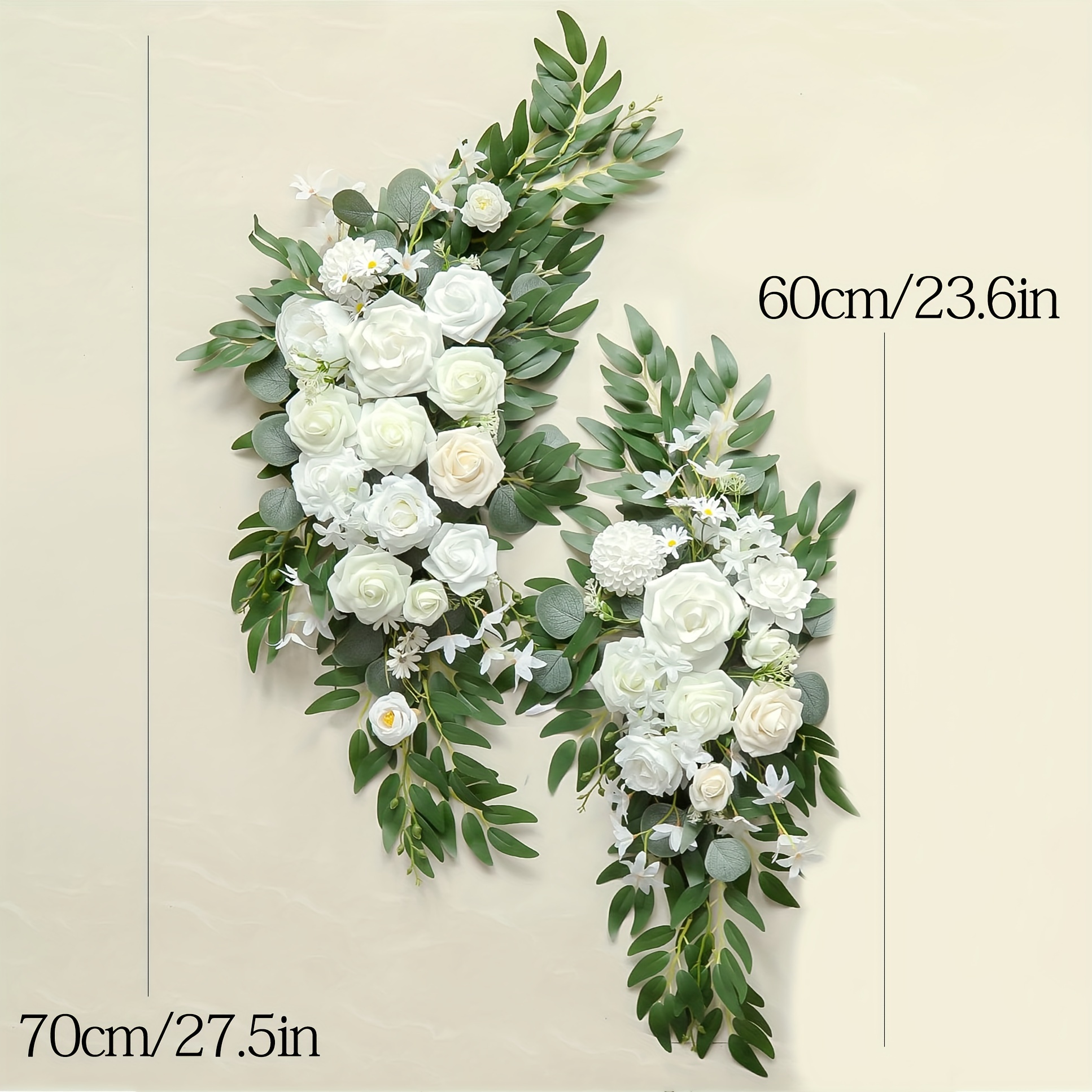 Image of 2pcs Wedding Arch Flowers, Artificial Flowers For Decoration, Large Flower For Holy And Pure Wedding Ceremony Floral Decor