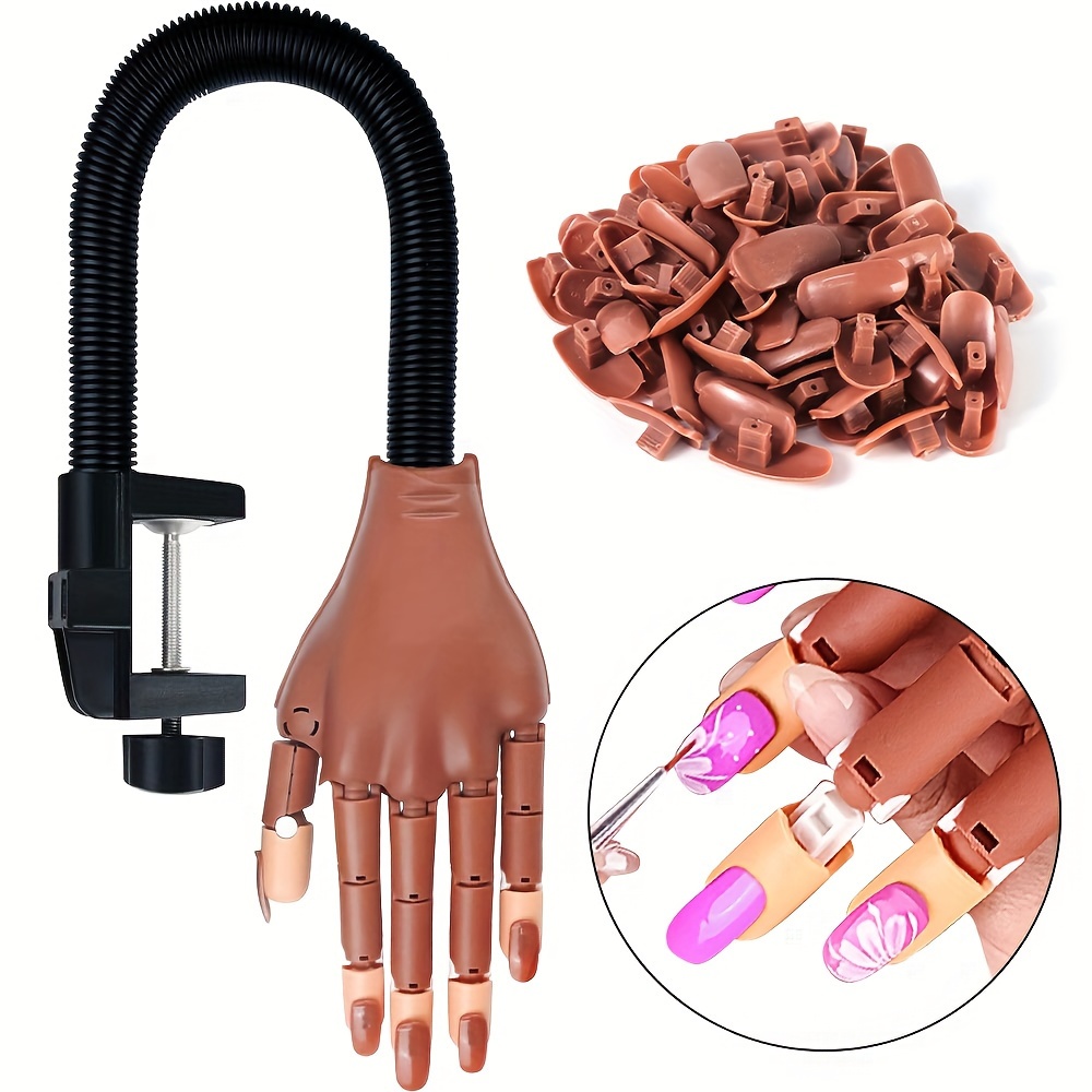 

Limegirl Nail Art Practice Hands, Flexible Detachable Fake Mannequin Hands With 100 Brown Fake Nail Tips, Diy Manicure Nail Art Supplies Kit, Beginners Training Tool For Nail Art Practice