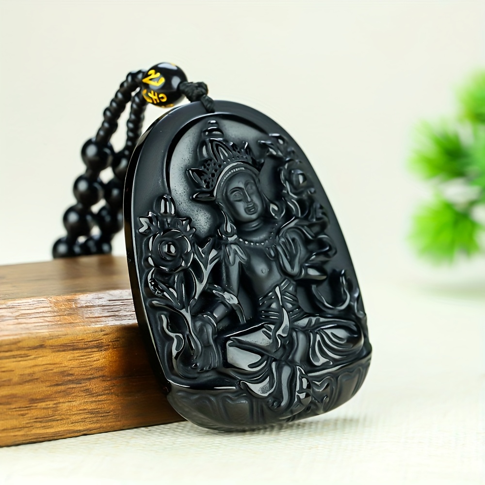 Black Obsidian Pendant Necklace, Unisex Gift
