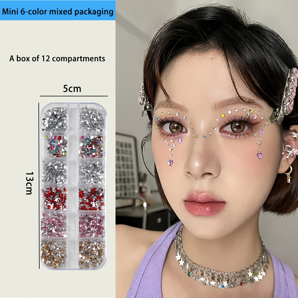 TEMU Schneeflocken-Make-up-Aufkleber, Gesichtsglitzer, kreative Make-up-Aufkleber, Augen-Make-up-Zubehör, Dekoration, klebstofffrei, super funkelnde