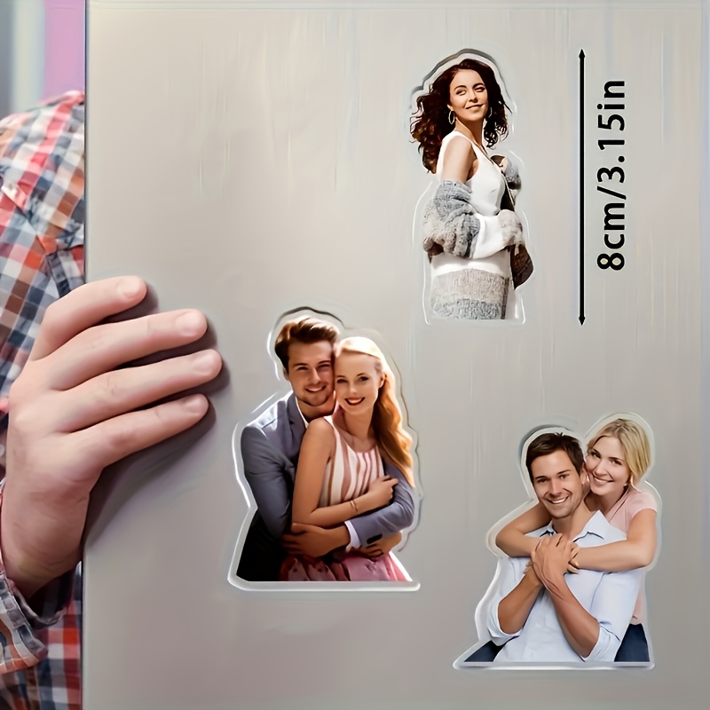 E-shop Personalisierter Foto-Kühlschrankmagnet – Individueller ovaler Acryl-Magnetaufkleber, Cartoon--Design – Geeignet für Küchendekor, Familienfotos