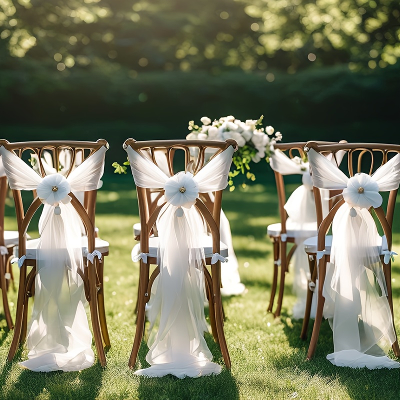 Image of A 29.9-foot Long Transparent Sheer Fabric For Wedding Arch Decoration, For Ceremony Reception Decor, Versatile Sheer Backdrop, Bridal Shower, Anniversary, And Shower