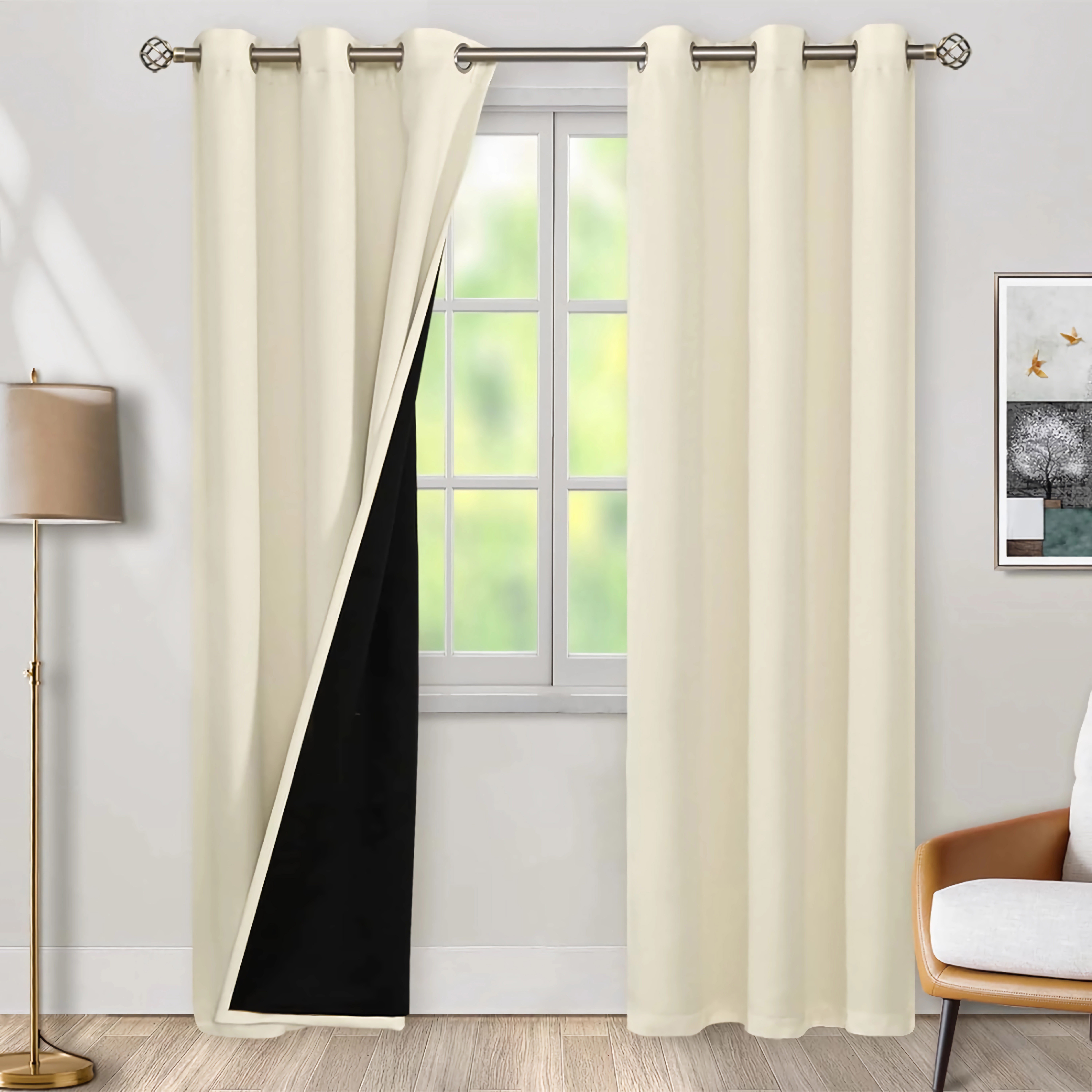 E-shop 2-Panel-Thermoisolierte Verdunkelungsvorhänge mit Ösen für Schlafzimmer, Büro, Küche, Wohnzimmer, Arbeitszimmer und Wohnkultur