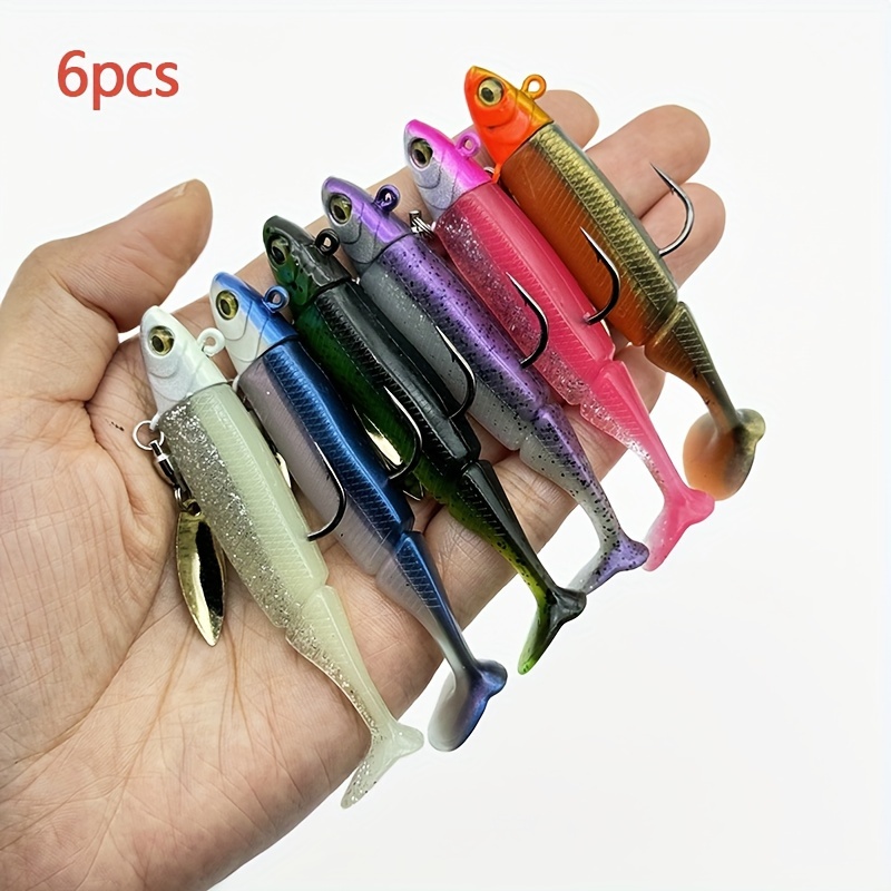 

6pcs T-tail Fishing Lures - 16g, 9cm - Ideal For Freshwater & Saltwater Angling, Enhances Catch Rate By 20%