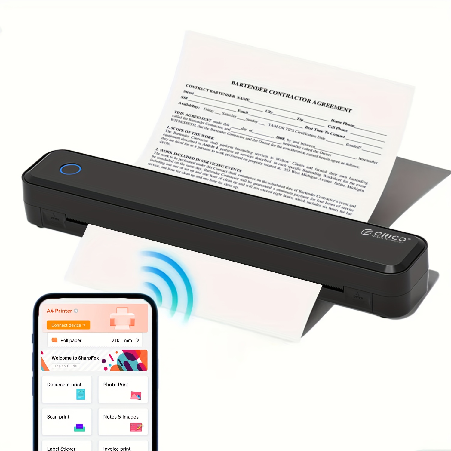 Mini A4 Thermal Printer, Portable Printer, Rechargeable Printer, , Printing, , Black And White