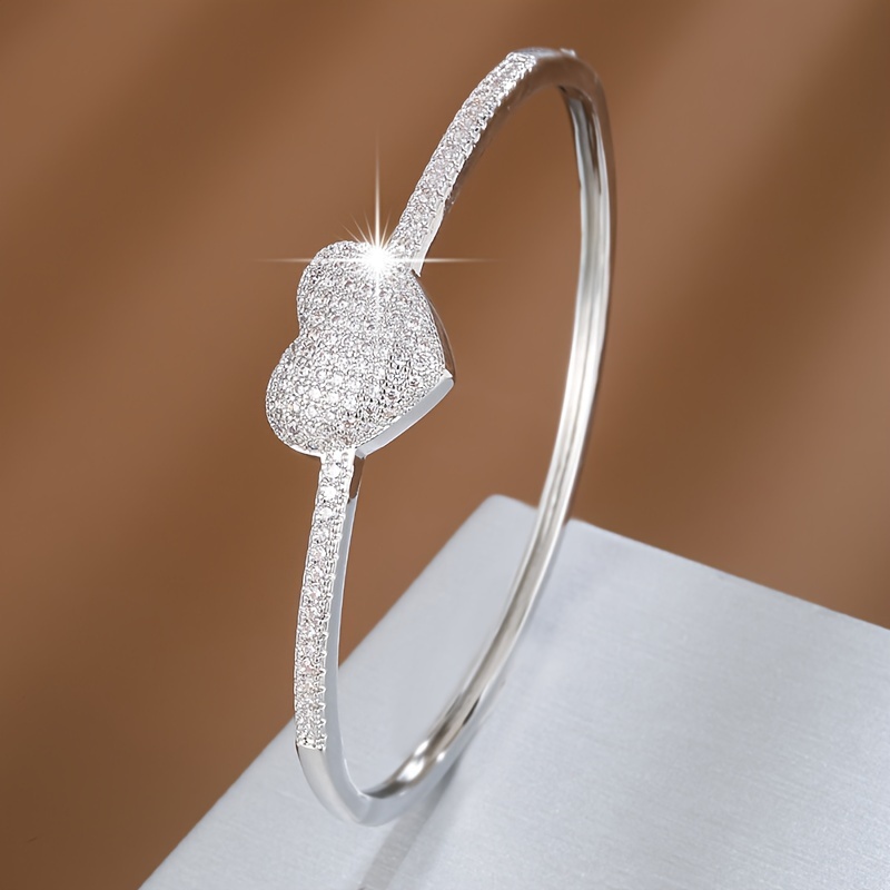 Image of Sweet Heart-shaped Design Synthetic Zirconia Inlaid Temperament Women's