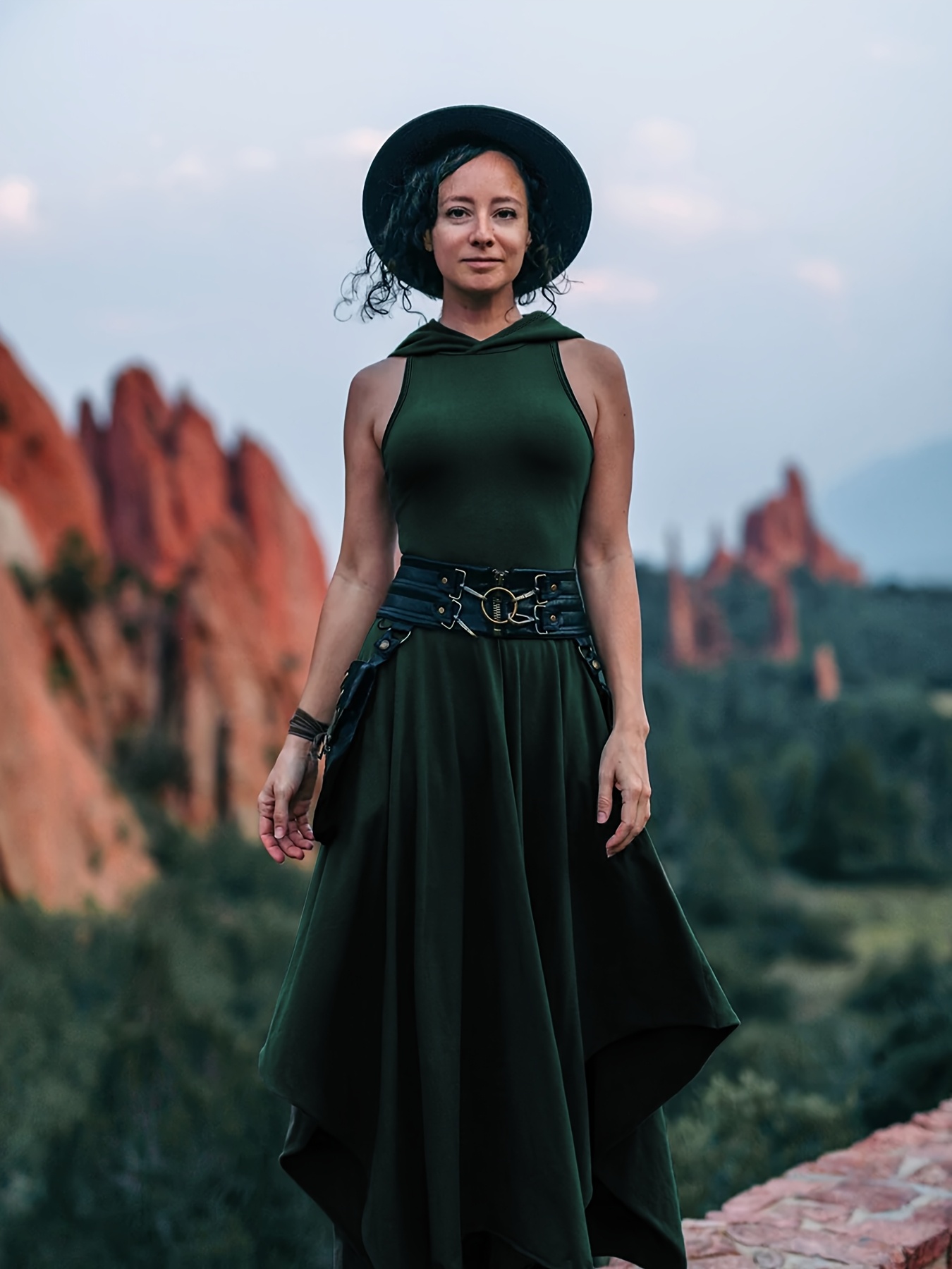 green emerald velvet dress Desdemona Hooded Long Sleeve Maxi Dress in Black
