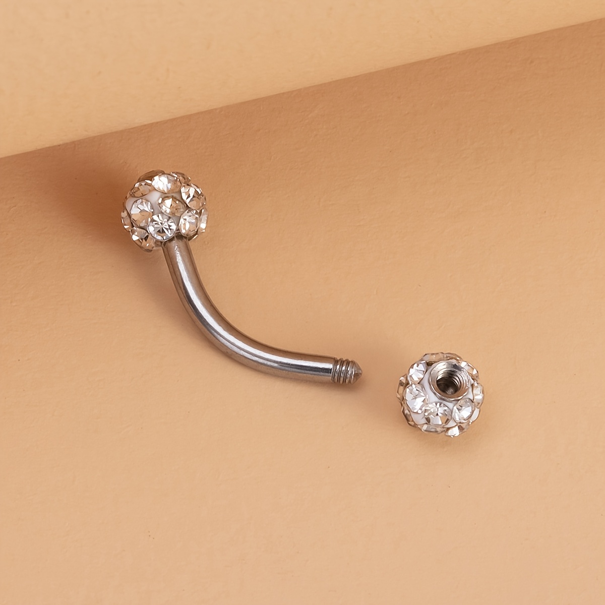 1/5pcs Synthetic Synthetic Synthetic Zircon Ball Eyebrow Piercing Jewelry Lip Ring Curved Barbell For Women Men Stainless Steel Cartilage Daith Rook Earrings Body Jewelry 16 Gauge
