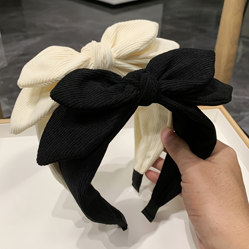 

Elegant Bow-knot Hairbands - Fabric Dress Up Headbands For Women, Cute Rabbit Ears Design, Solid Color, Fashionable Hair Accessories, Single Individual Package