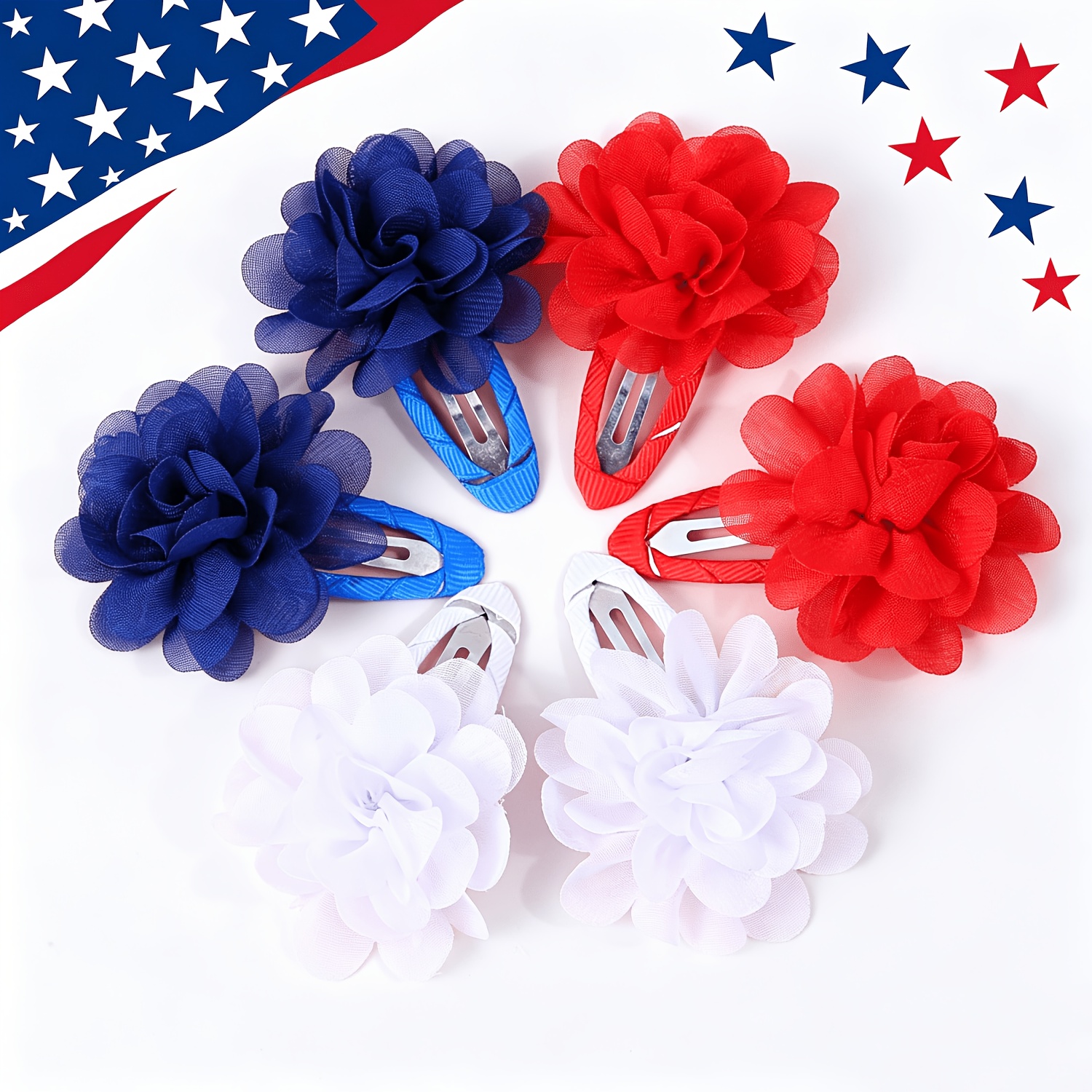 TEMU 6 Pinzas para el pelo pequeñas de flores de chifón para de la , pinzas para flequillo y bonitas, adecuadas para festivos, fiestas y uso diario