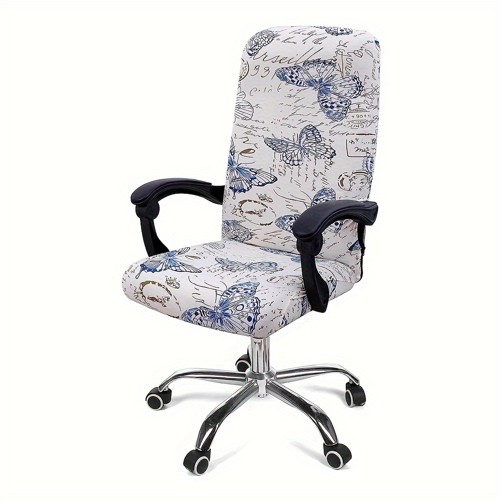 

1pc Office Chair Cover With Durable Zipper, Printed Washable Stretchable Desk Chair Cover, High Back Computer Chair Cover, Office Chair Seat Slipcover