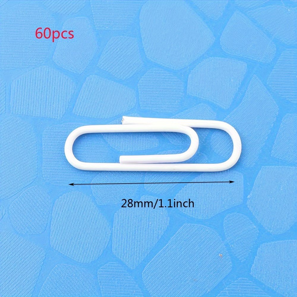 60pcs White Paper Clip Rust Resistant Coated Paper Clips Reusable Solid Color Paper Clips For Office School Document Organizing