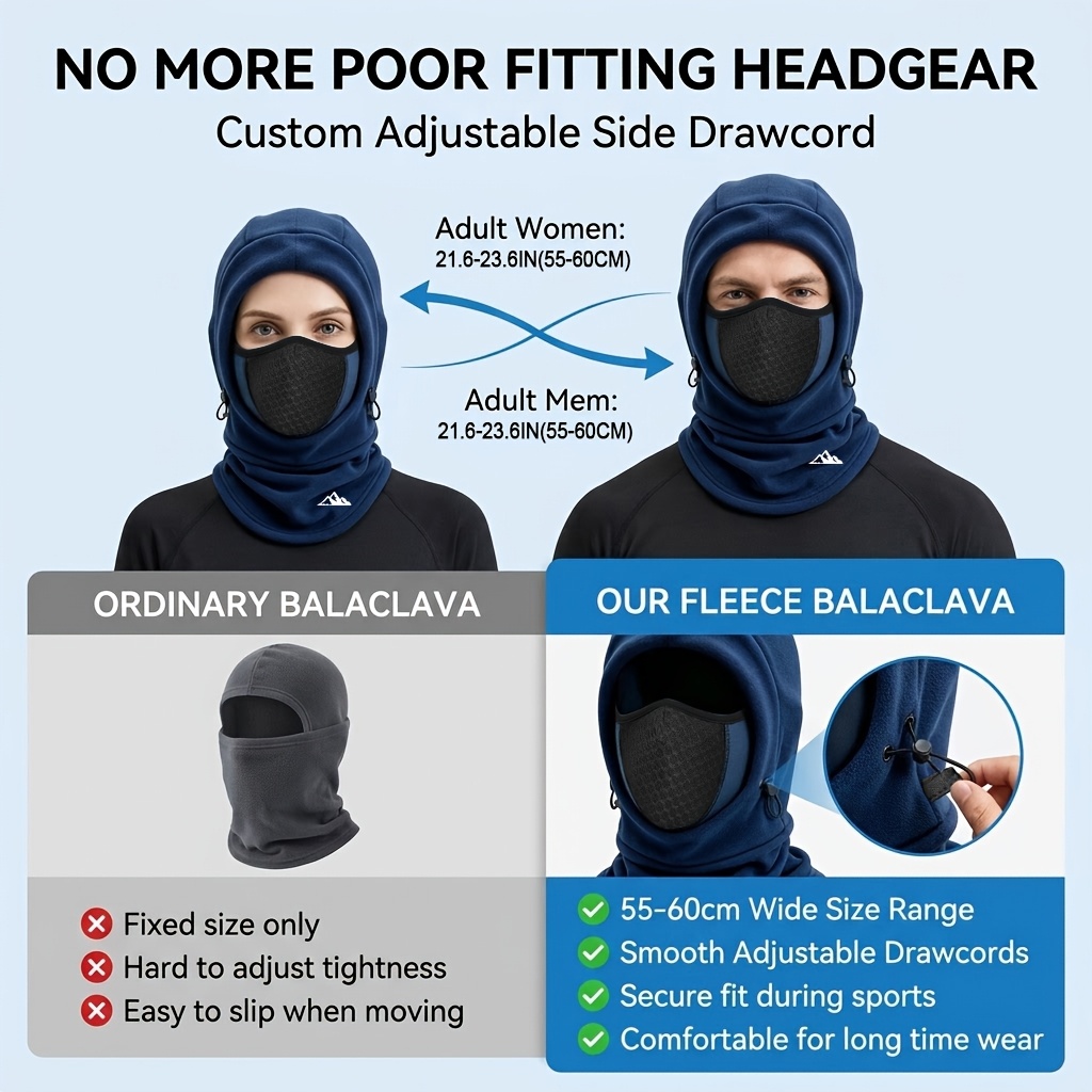 Men's Balaclava Hat, Thickened Warm Design with Drawstring