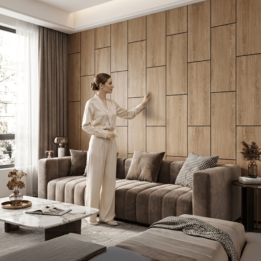 11 22pcs thickened vintage wood grain 3d wall panels   pvc wall sticker peel and stick self   removable cuttable waterproof and durable suitable for bedroom tv wall home renovation and commercial art wall decor