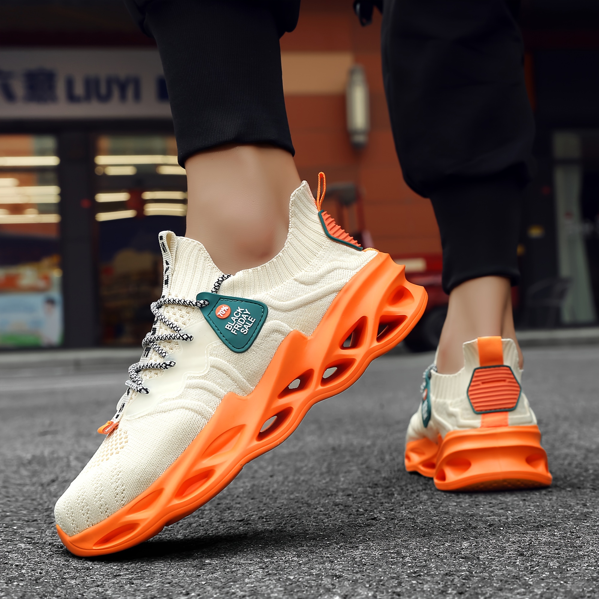 zapatillas moda hombre naranja malla transpirable Temu Guatemala