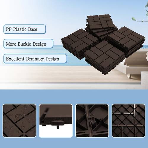 outdoor patio deck brick new dark brown 9pcs 27pcs 36pcs 44pcs