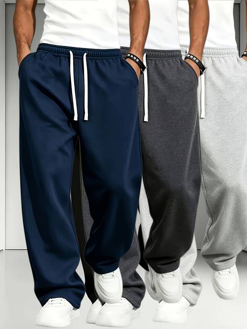 item picture mens thermal jogger pants with oversized side pockets adjustable waist straight trousers suitable for fall outdoor sports gym machine washable athletic wear ideal gift for