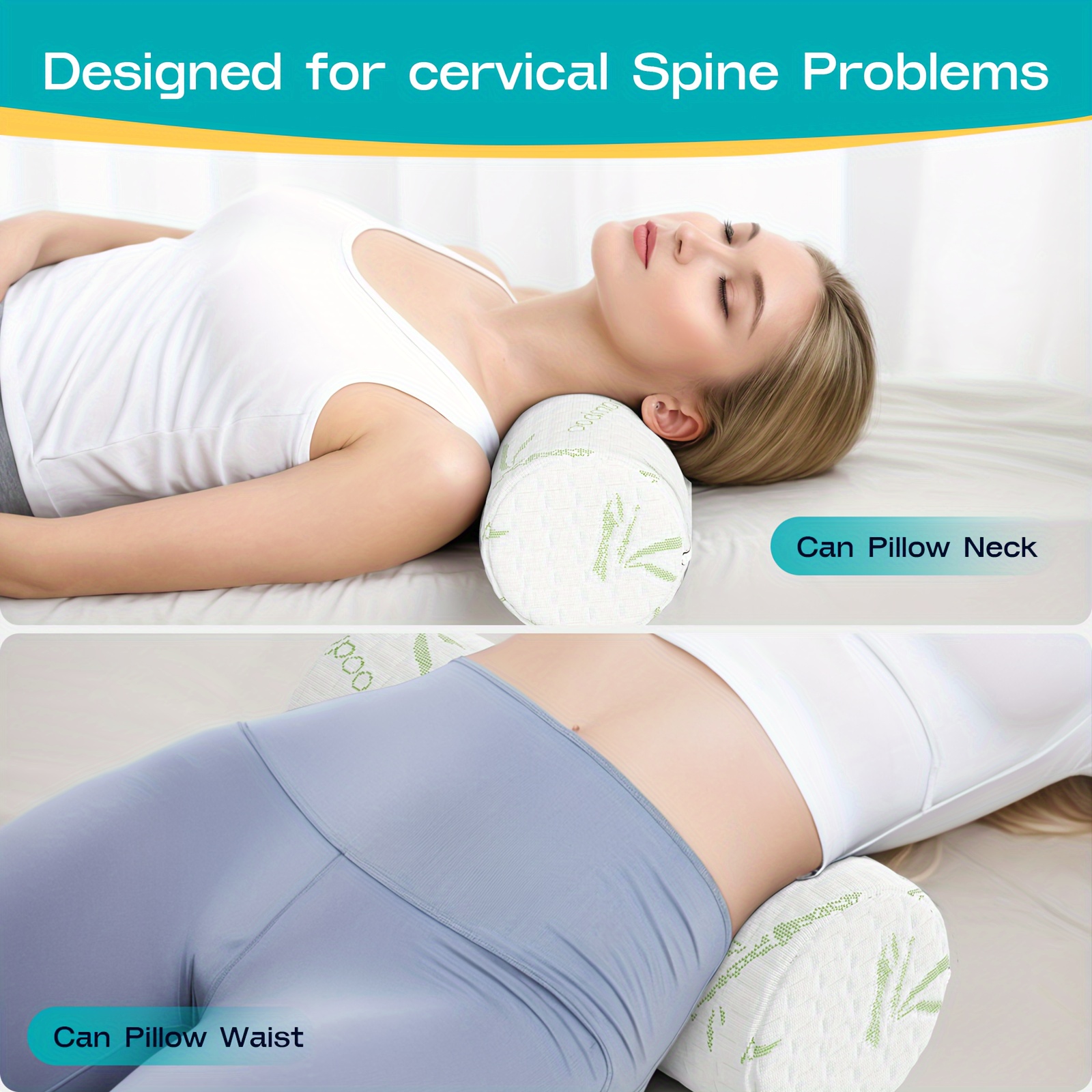 1pc ergonomic cervical roller pillow removable washable Temu