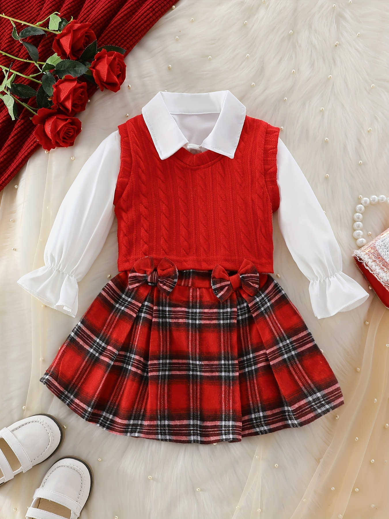 conjunto falda piezas niños estilo preppy camisa Temu El Salvador