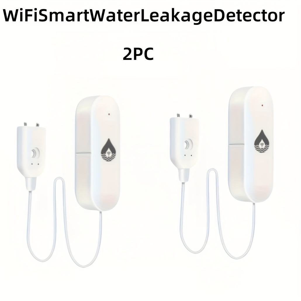 Image of Smart Leak Sensor Wifi Overflow Level Detector Security Sound Alarm System Flood Leak Sensor Remote Control Monitor With Probe No 2 Aaa Batteries