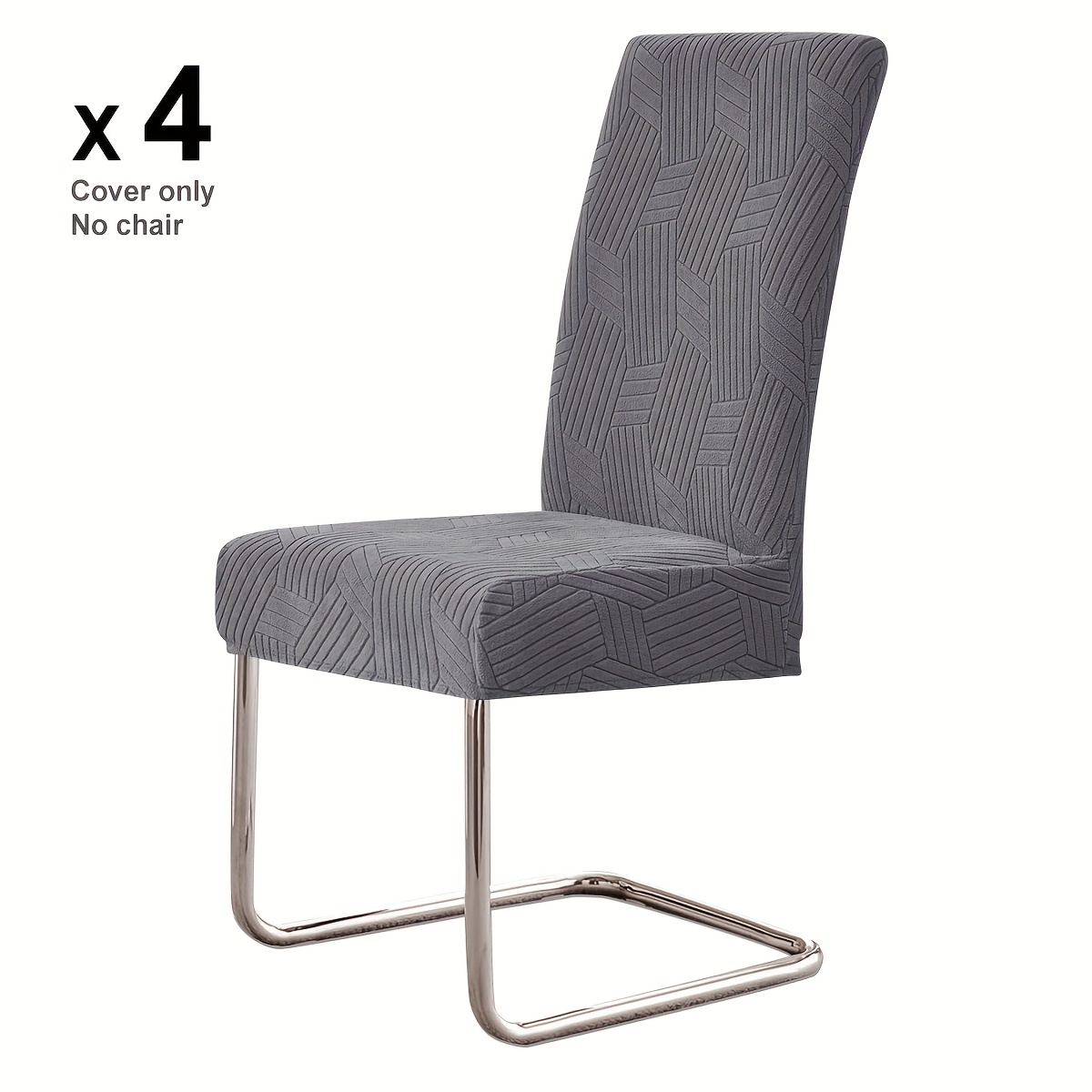4/6pcs Geometric Jacquard Mid-back Chair Covers, 3d Geometric Floral Patterns, Elastic Soft Dining Chair Office Chair Protectors