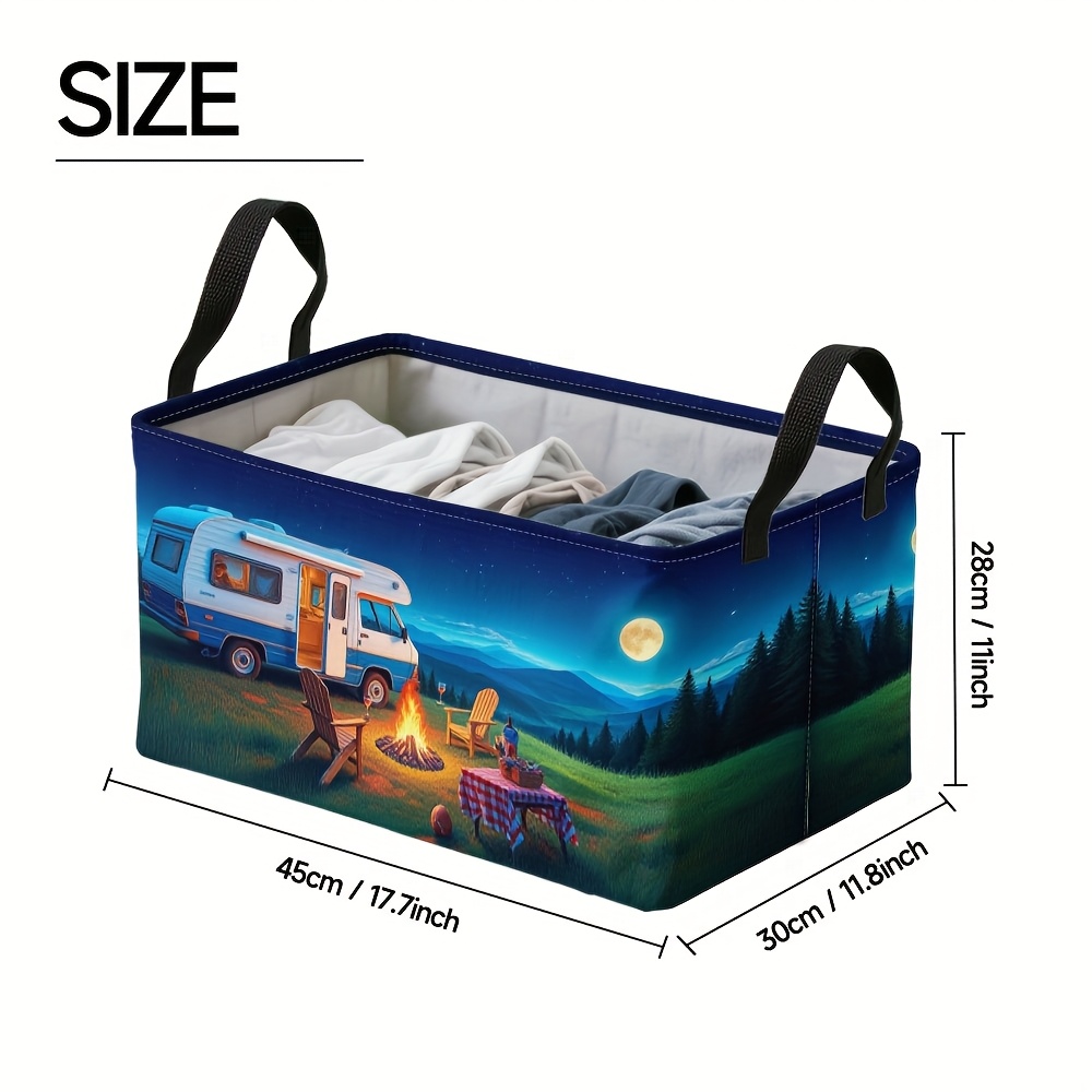 E-shop ., eine zusammenklappbare quadratische Wäschekorb mit Cartoon-Design für Camping in der Nacht, hergestellt aus strapazierfähigem Oxford-Gewebe