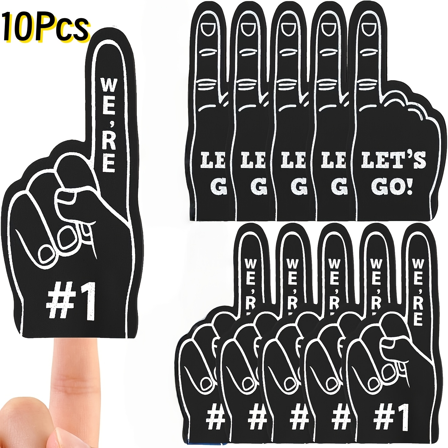 TEMU 10-pack Finger Gloves, Suitable For Sports Parties, Football Matches, Cheerleading - Vinyl Cheers Gloves With Thumb, Used For Thumbs Up Gesture,