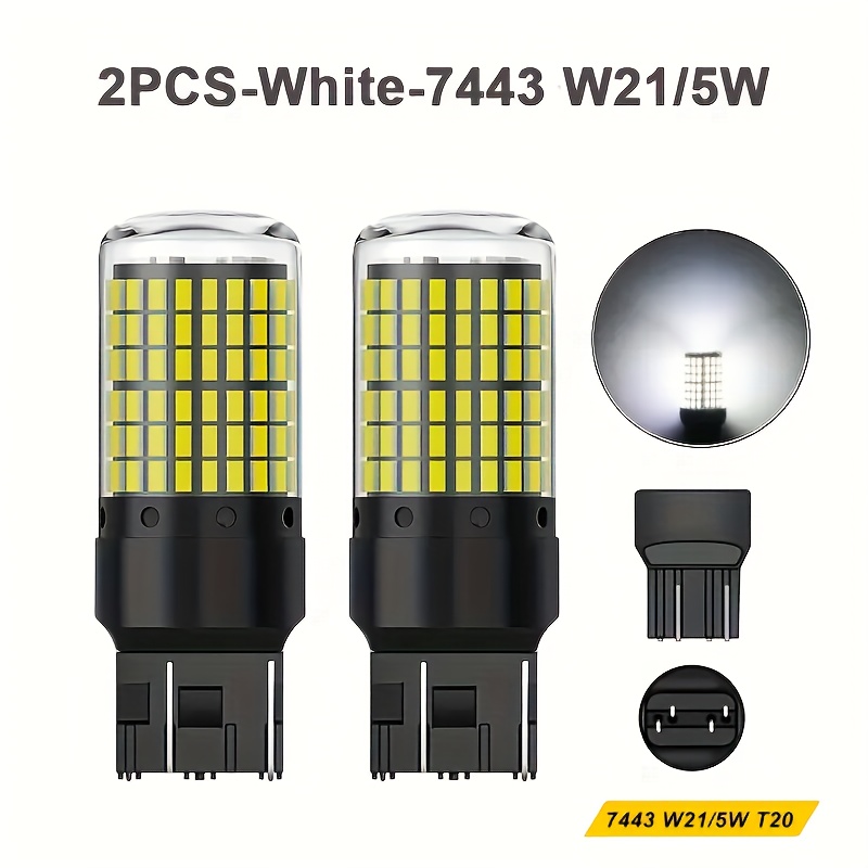 TEMU LXSFAD 2 piezas 7443 7440 Bombillas LED T20 W21W 144SMD Lámpara de LED para Luz de Atrás, Freno, Parada y Estacionamiento
