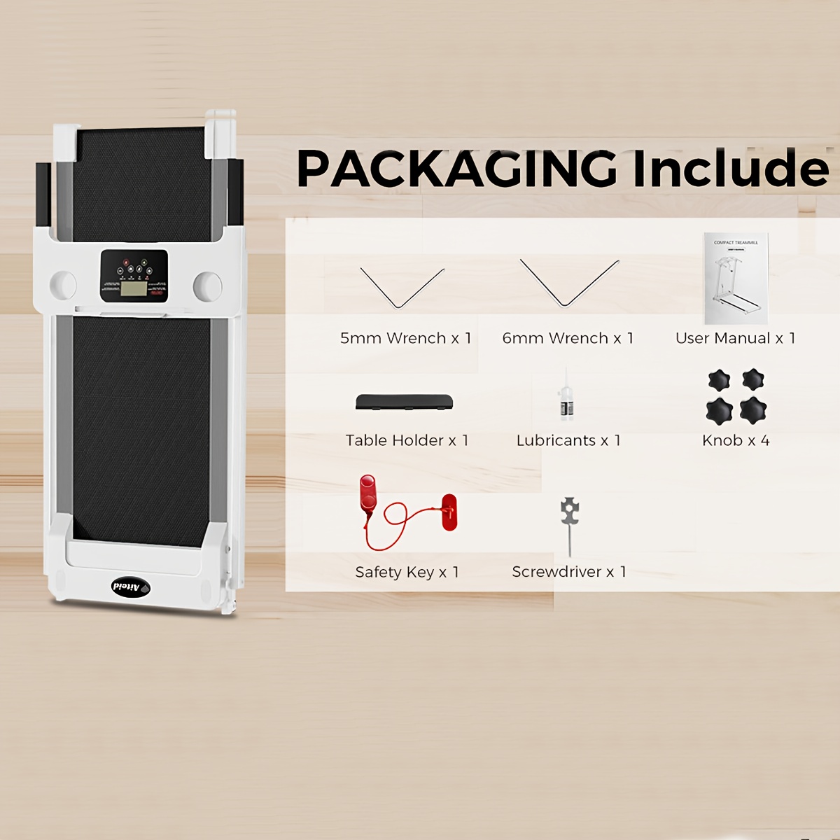 [Portable Treadmill] 1pc Portable Treadmill | LED Touch Screen, 3.0HP Motor, 300+ lbs Capacity - Under Desk Design, No Assembly Required, Aluminum Frame for Home Gym/Office Use, White/Black, Treadmills for Home Exercise