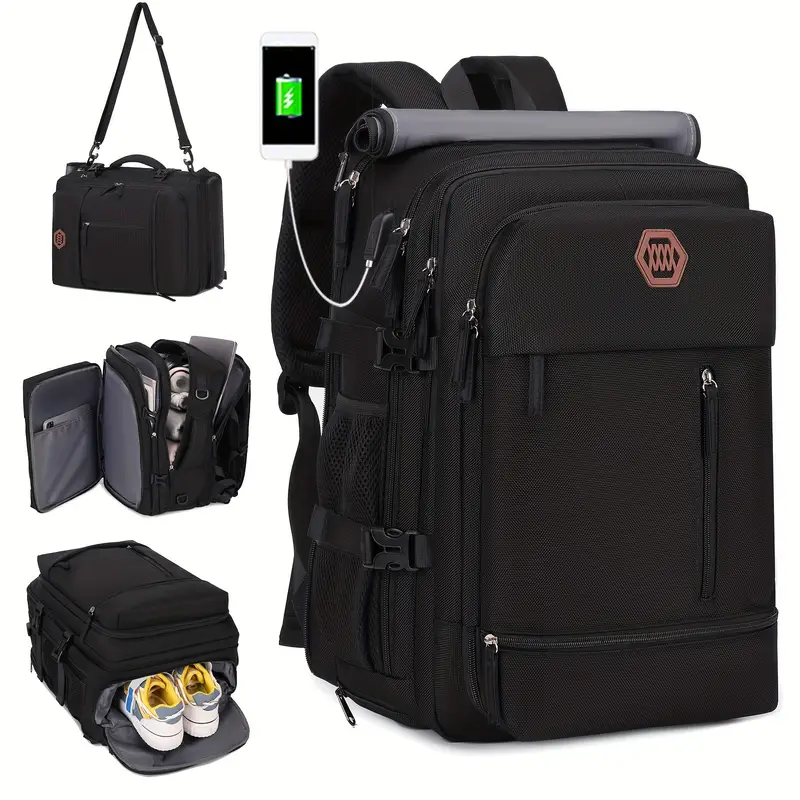 Unisex Carry-On Backpack, TSA-Approved Large Travel Laptop Backpack with USB Charging Port, 17-Inch Luggage Carry-On Bag, Multi-Functional Backpack with Shoe Compartment and Convertible Shoulder Strap Unisex Carry-On Backpack, TSA-Approved Large Travel Laptop Backpack with USB Charging Port, 17-Inch Luggage Carry-On Bag, Multi-Functional Backpack with Shoe Compartment and Convertible Shoulder Strap