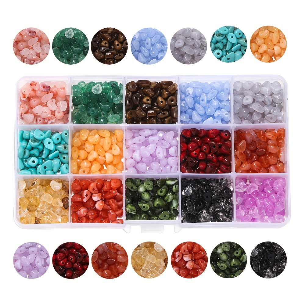 

750pcs Acrylic Imitation Natural Stone Beads - Assorted Spacer Beads For Diy Jewelry Making Supplies, Durable Material