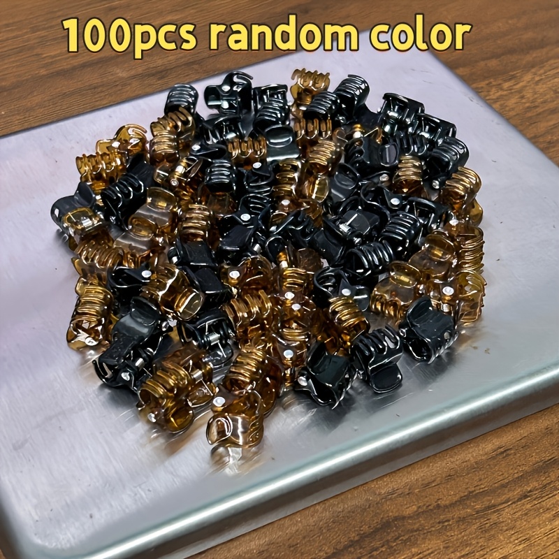 TEMU 100 Stück Mini-Haarspangen in zufälligen Farben Schwarz – Haarklammern mit geometrischem Muster starkem Halt, geeignet für das tägliche Pendeln.