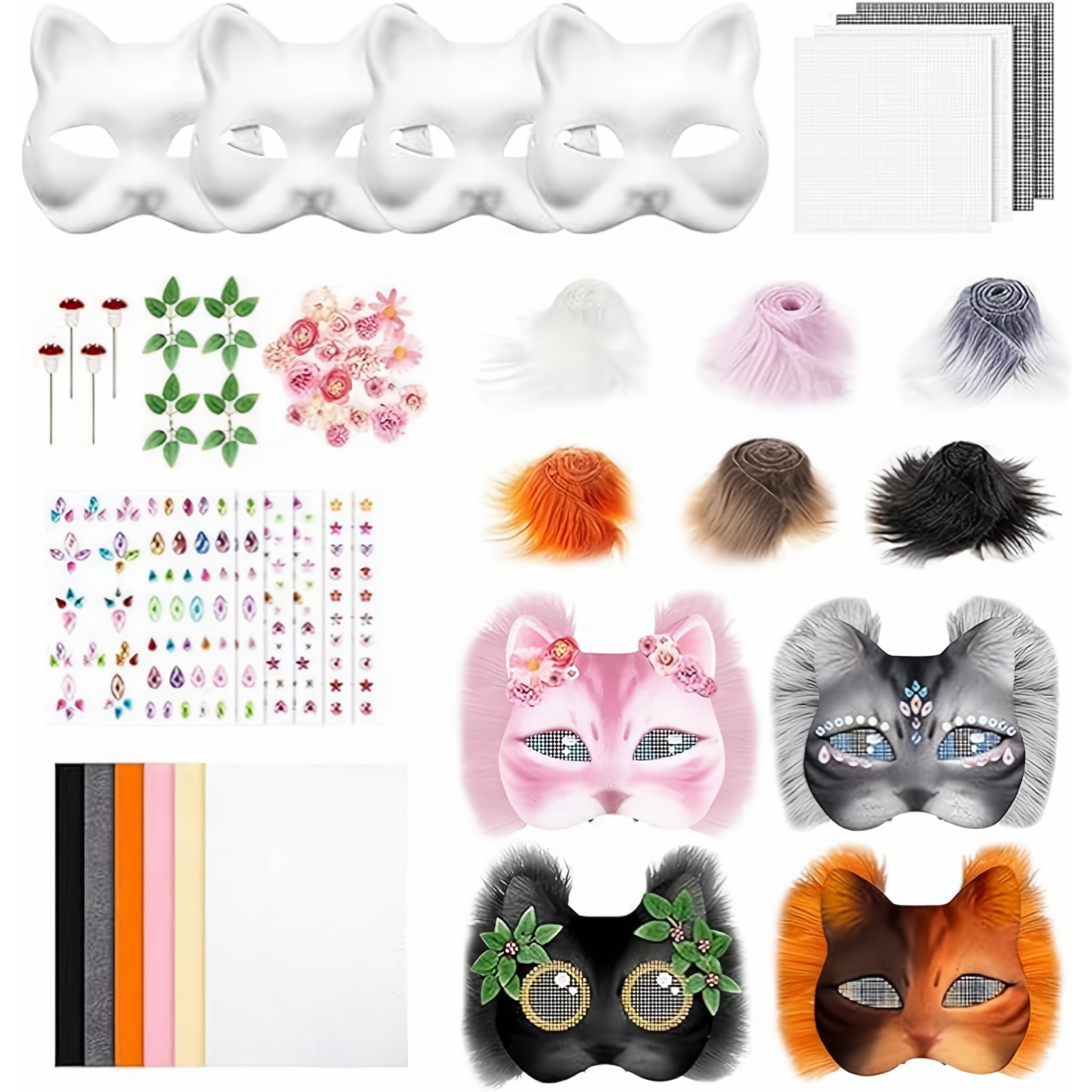 item picture mask kit for women   a blank cat mask   eye mesh and felt fabric     fluffy animal masks suitable for halloween carnivals masquerade balls and   offering a   in dressing up