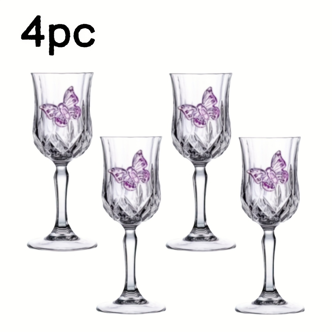 Image of 2/4pcs Set Single Design Glass , Glass Wine Glasses, Cute Tulip-shaped Red Wine Glasses, Suitable For Family Gatherings, Parties, Weddings, Wine Tasting, Reusable And Easy To Clean