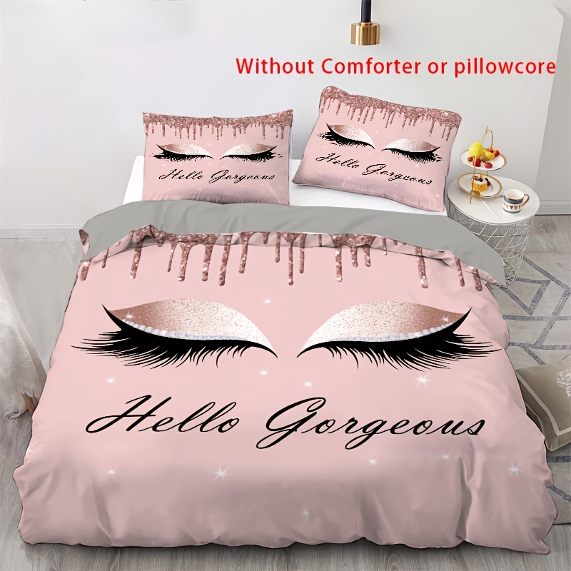 Image of 2/3pcs Eye Patterned Duvet Covers, Soft Polyester Bedding, Including 1 Down Duvet Cover And 1/2 Pillowcase (without Core)