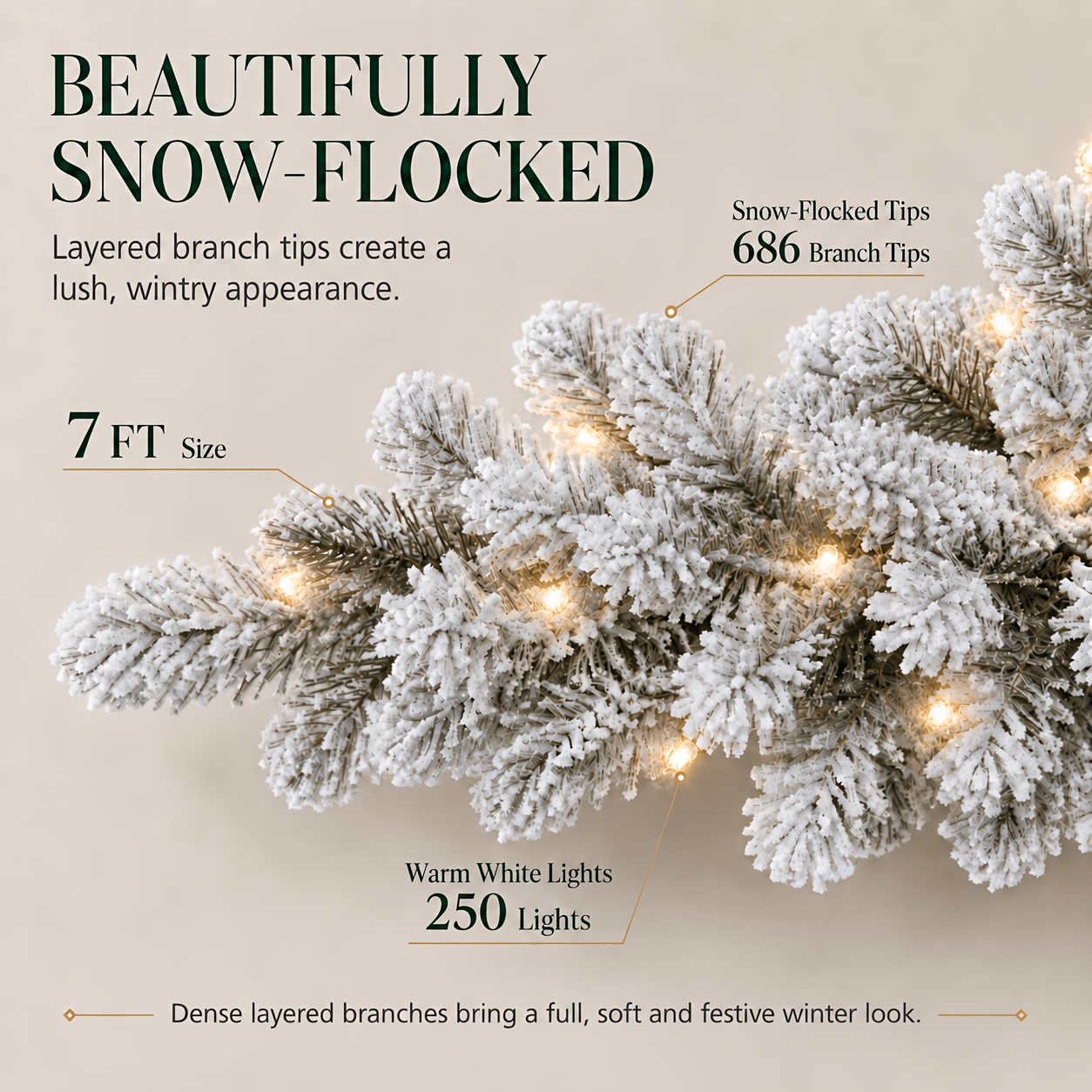 TEMU 4/5/6/7/7. 5ft Snow Flocked Artificial Hinged Slim Pencil Christmas Tree With Warm White Lights, Full Branch Tips, Decoration For Xmas Holiday,