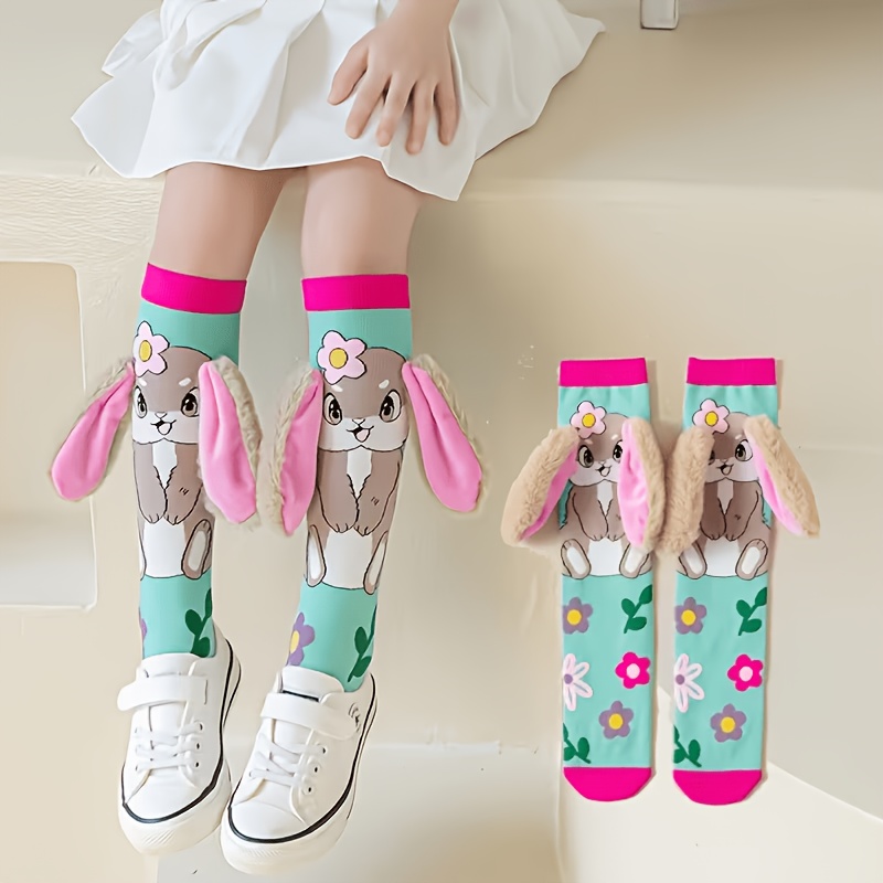 Image of 1 Pair Of Children's Cute Cartoon Accessory Thigh-high Stockings, Princess-style Stockings For Girls, Trendy Holiday For Students