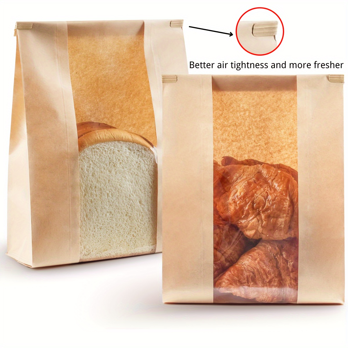   50pcs paper bread bags for homemade bread sourdough bread bags large paper bakery bag with window for baked food packaging storage sealing wire included 13 8x8 3x3 5 inch valentines day gift wrapping bags 0