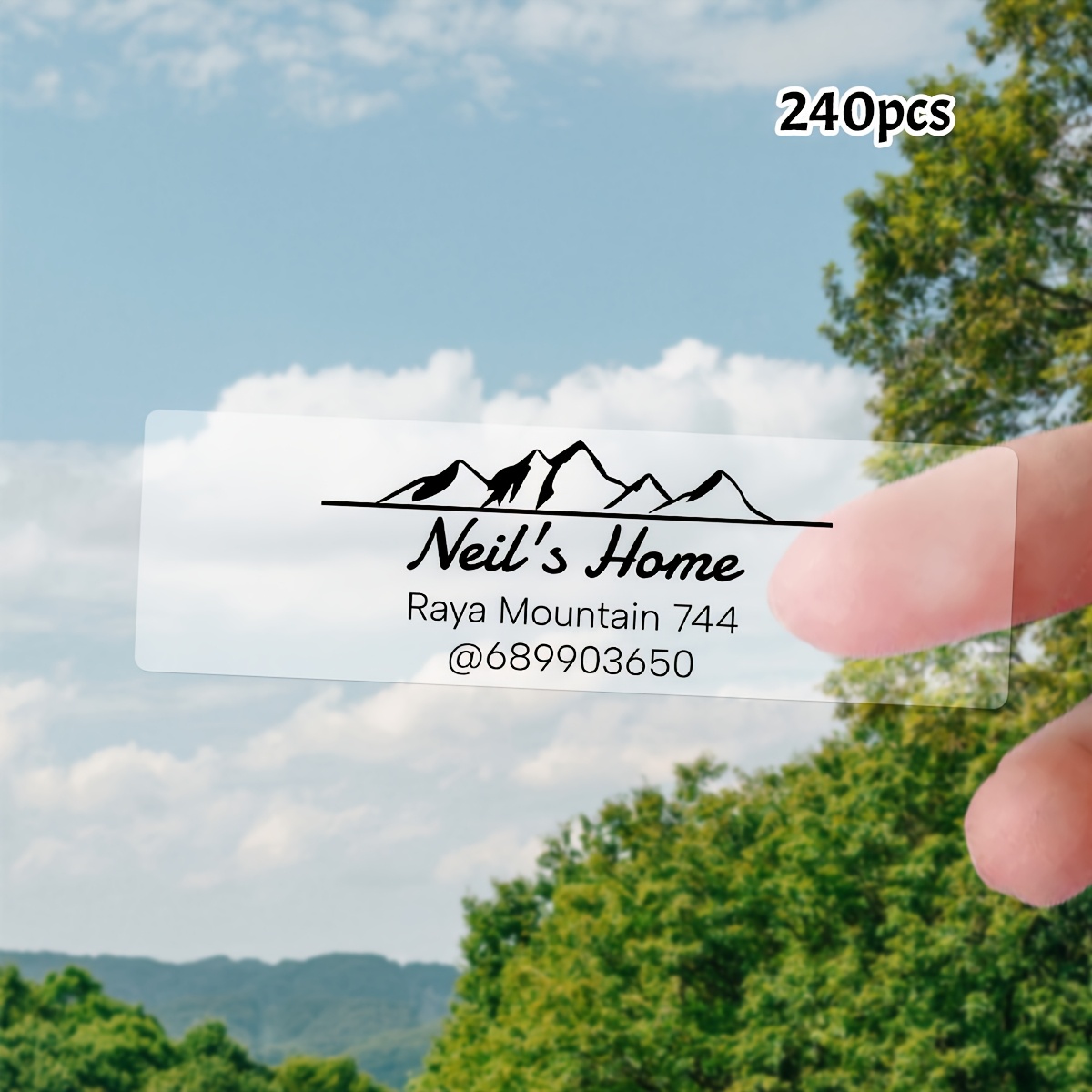 Custom Text Rectangular Transparent Address Stickers