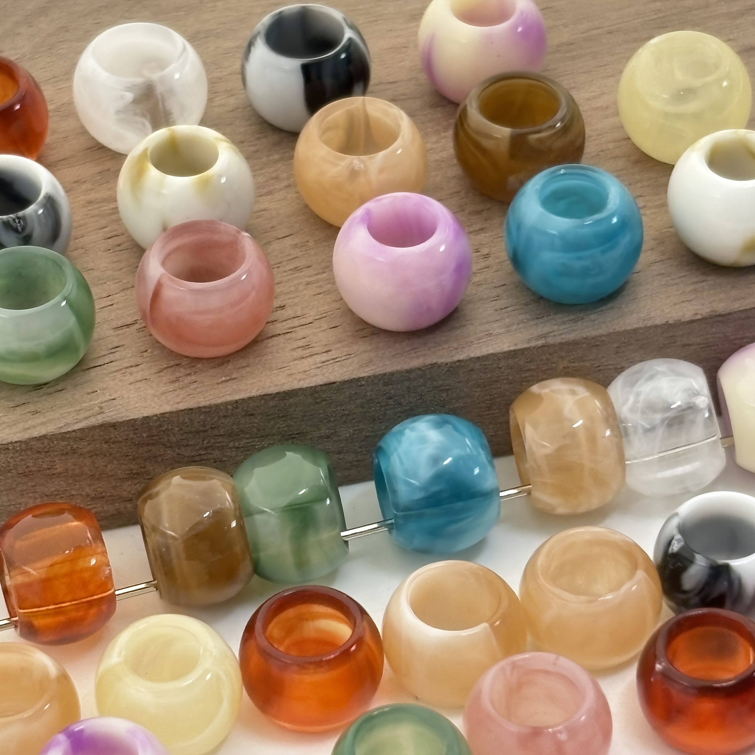 TEMU 55pcs 10mm Acrylic Large-hole Beads - Apparel Decoration Accessories - Handmade Beading Supplies - Diy Decorative Beads - Artwork - Crafts And