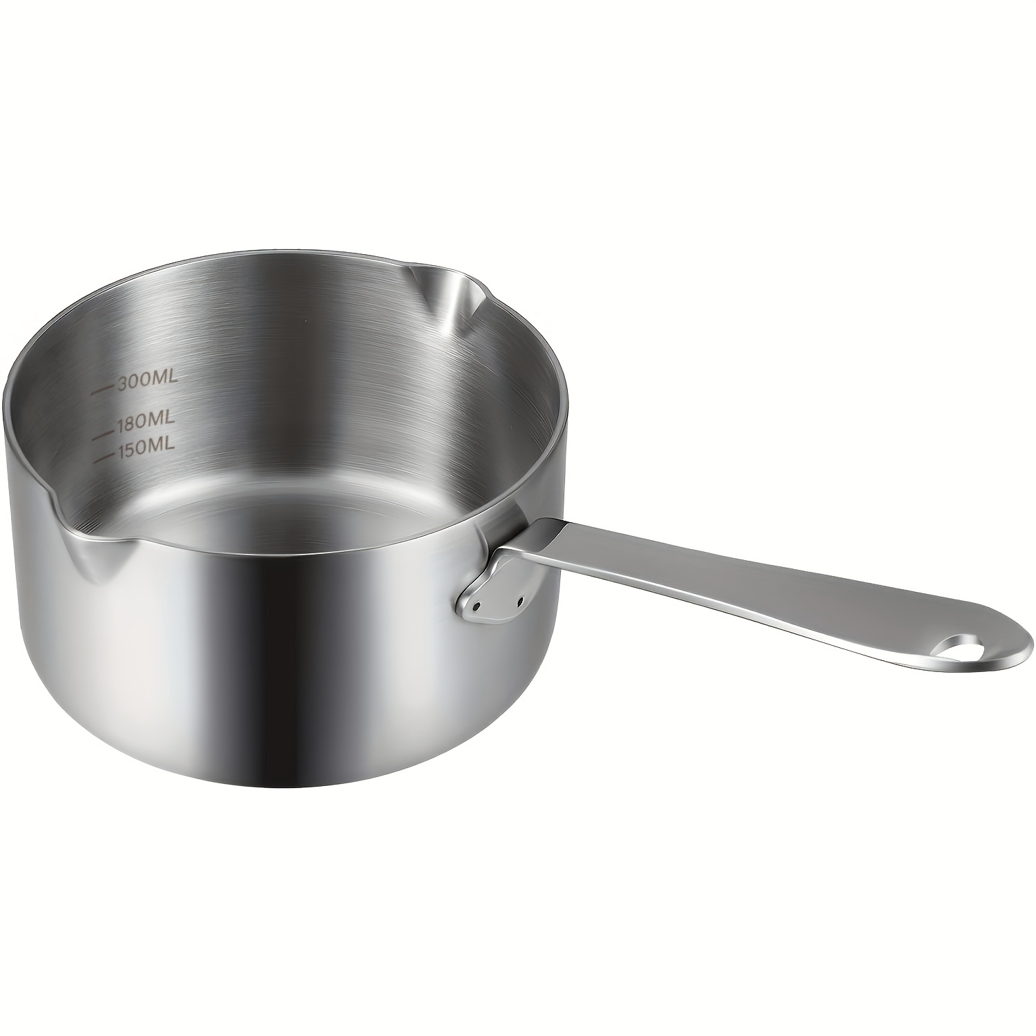 TEMU Steel Single Unit Milk Pot, Steel Material, 12oz/350ml Mini Small Pot, For Melting Butter And Coffee, With Double-spout Mouth