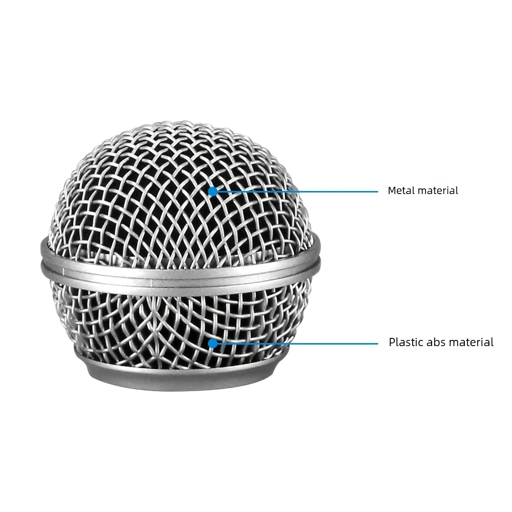 TEMU 1pc High-quality Metal Mesh Grill For Sm58 Microphone, Silver Windscreen With Inner Black Foam