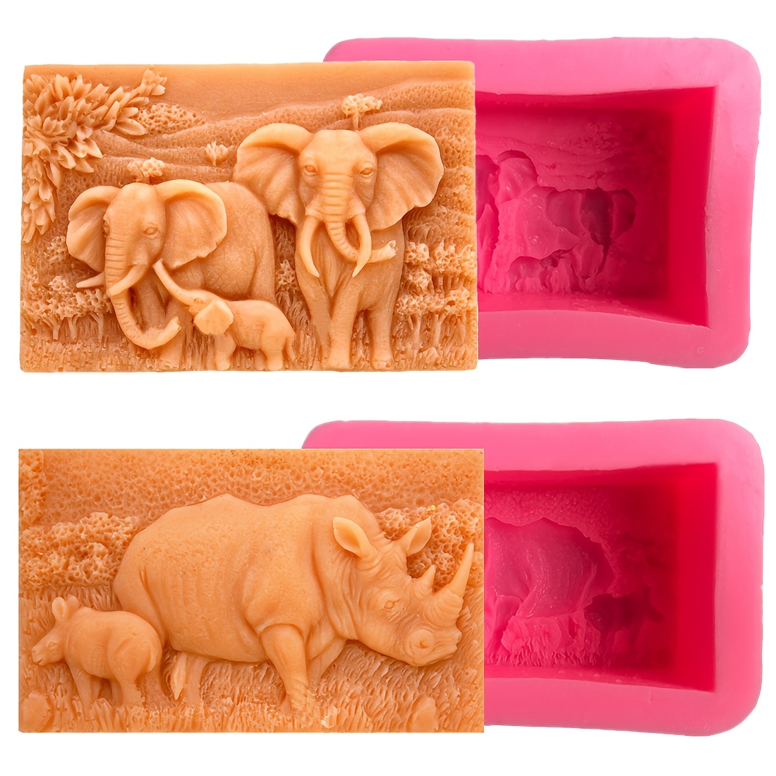 

2 Pack Yscen Silicone Molds For Soap Making, African Elephants & , Wild Animal Craft Resin Molds, Diy Handmade Candle Molds, Protecting Wildlife Art Supplies